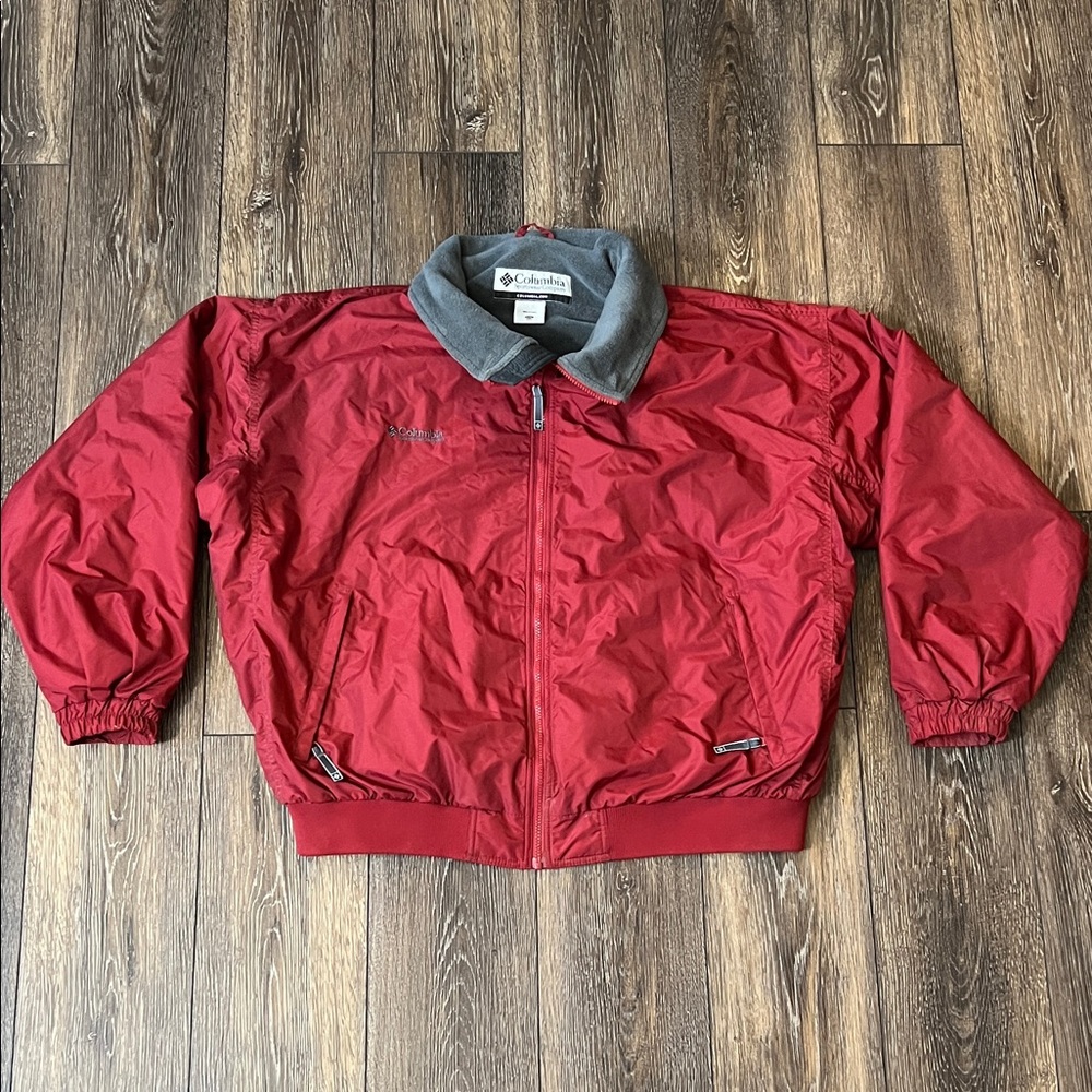 Columbia Sportswear Red & Gray Fleece Lined Nylon Jacket Men’s Size XXL